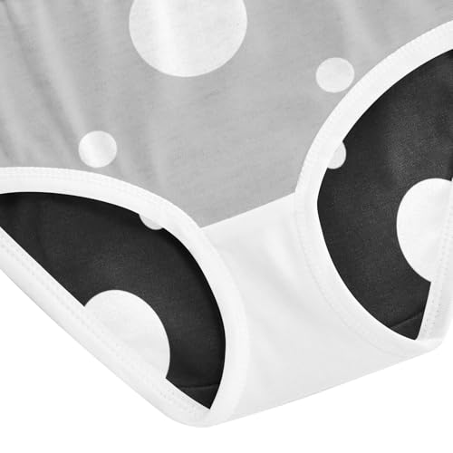 White Polka Dots Black Girls' Underwear, Toddler Girl Briefs, Girls Cotton Underwear, 2–8 Years4