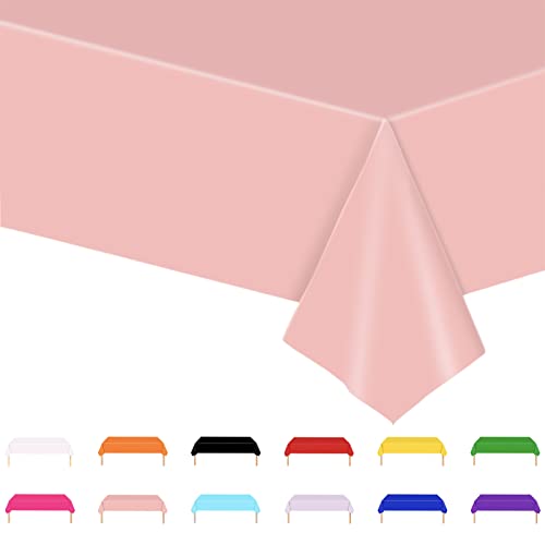 POPOYU Pink Party Tablecloth,Large Baby Pink Table Cover,Pink.Party Tableware Decor PinkTable Cover PinkTable Cloth for Baby Shower Kids Girls Birthday Wedding Party Supplies Table Decoration