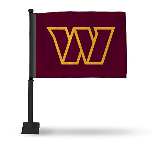 Rico Industries NFL Washington Commanders - Bandera de coche con poste negro de doble cara, 16 x 19 pulgadas, poste fuerte que se engancha en coche/camión/automóvil