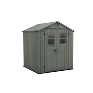 Keter Tuinhuis Darwin 6 x 6, houtlook, kleur saliegroen, 3,3 m², 190 x 183 x 221 H cm