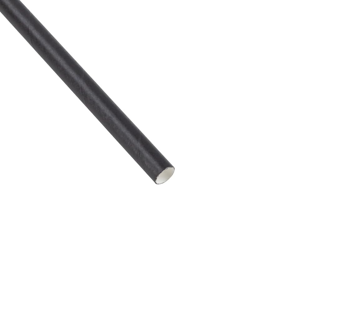 Pajita de papel negro - Envuelta, biodegradable, 6 mm - 7 3/4" x 1/4" x 1/4" - Caja de 1000 unidades - Restaurantware