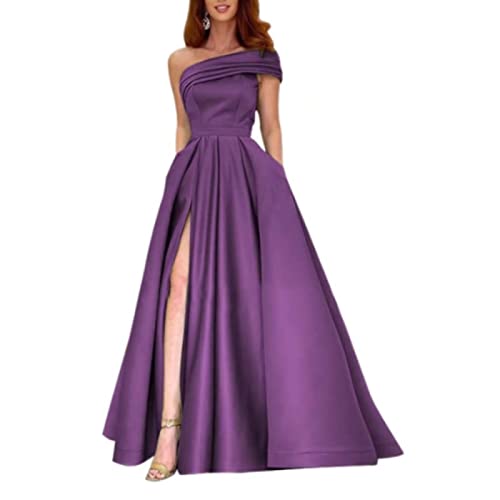 yhfshop Robe de Demoiselle d'honneur Soirée,Robes de soirée pour Femmes avec Fente,Purple A,US8,Classique Robe de Soirée Longue Femme