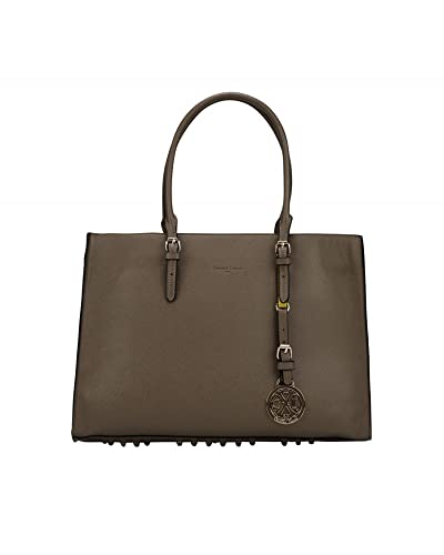 CHRISTIAN LACROIX SAC à MAIN CABAS EFFET CUIR SAFFIANO PLAZA 2 - TAUPE