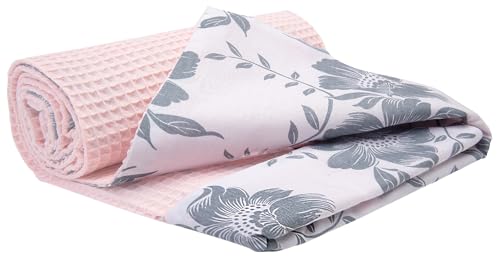 Medi Partners Coperta per Neonata Copertina Neonato per lettino - 100% Cotone 75x100cm naturale Blanket Neonati Invernale Estate Bifacciale Carrozzina Bambino (Berry con ros Waffle)