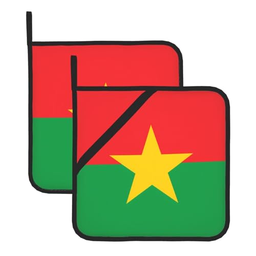Lot de 2 dessous de plat carrés résistants à la chaleur Motif drapeau WHJDPP du Burkina Faso épais pour comptoir de cuisine lave-vaisselle