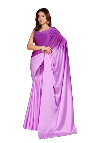 Image of Garden Vareli Lace Border Satin Saree with Unstitched Sequin Blouse Piece
