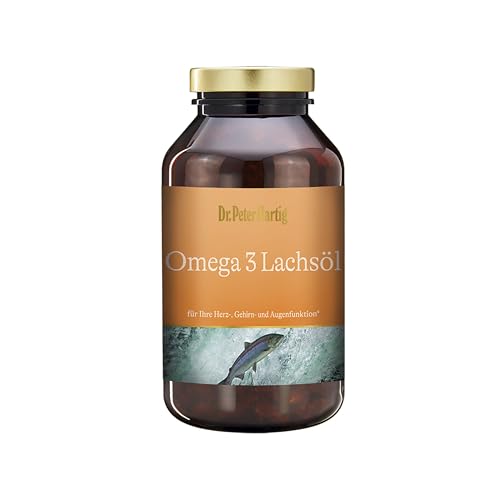 Dr. Peter Hartig Omega 3 Lachsöl 250 Kapseln 4-Monats-Vorrat EPA DHA Vitamin E Lactose-, Gluten-, Hefefrei
