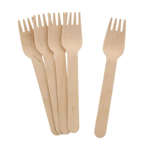Disposable Wooden Forks | Birchwood Cutlery | Eco-Friendly Flatware | Compostable, Biodegradable(pack of 100)