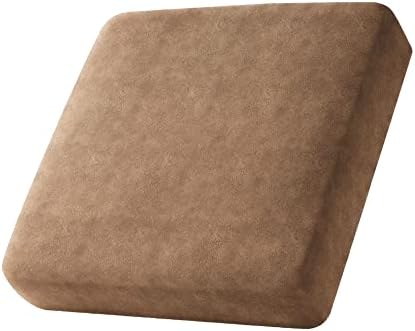 qiden Velvet Stretch Couch Cushion Covers L Shape Separate Cushion Couch Chaise Cover Elastic Furniture Protector for Both Left/Right Sectional Couch-Camel-Single Seat