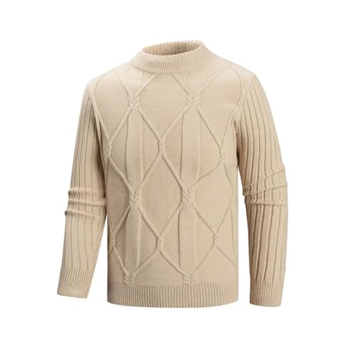 Men Slim Fit Knitted Sweater Stand Neck Solid Color Warm Knit Pullovers 6