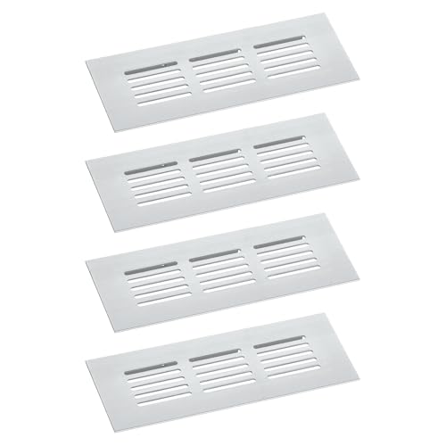 QUARKZMAN Grilles de ventilation rectangulaires en alliage d'aluminium, 4 pièces 150 x 50 mm, pour armoire à chaussures (argent)