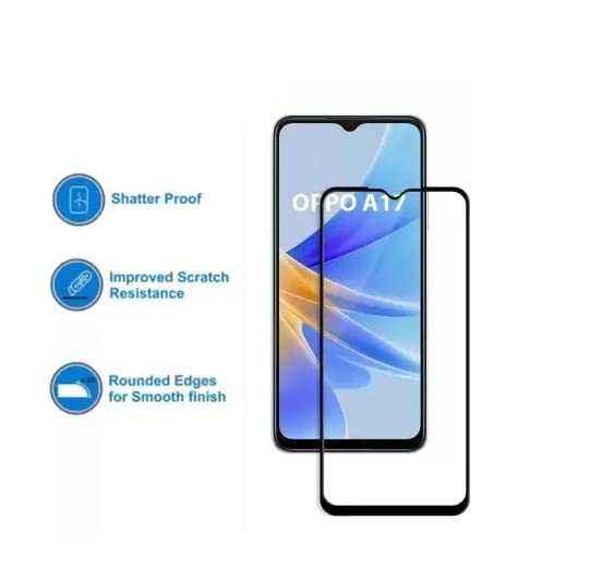 Image of Screen Protector for Oppo A17 (Black) Tempered Glass Edge-to-Edge 6D Screen Guard With Installation Kit