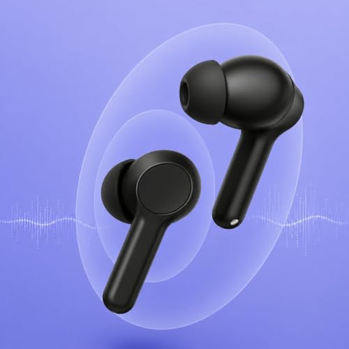Image of Lynacz Original TWS Earbuds T200 Lite Compatible with Vivo, Realme, Samsung, iQOO with Hi-Res Audio, 12.4mm Dynamic Bass Drivers, 32dB ANC & 48 Hours Playback for Mobile, Laptop, SmartTV, (Black)