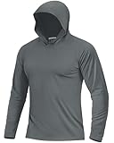 Boladeci Sun Fishing Hoodies for Men UPF 50+ Long Sleeve Shirts UV Protection Clothing Swim Shirts Summer Rash Guard Dark Gray L