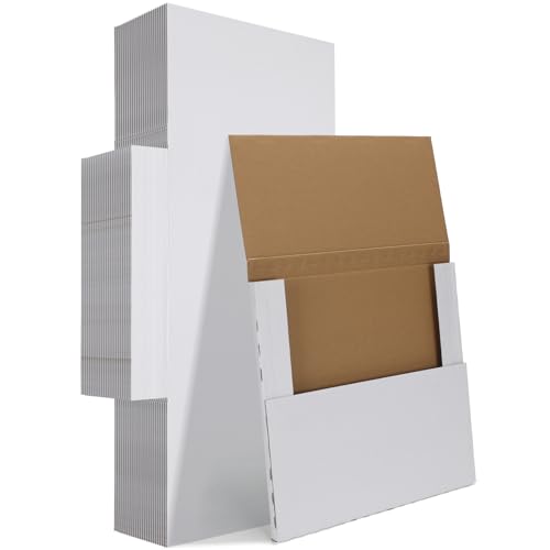 HORLIMER 12.8x12.8x1 Vinyl Record Shipping Boxes Set of 25, White Corrugated Cardboard Mailer Box...