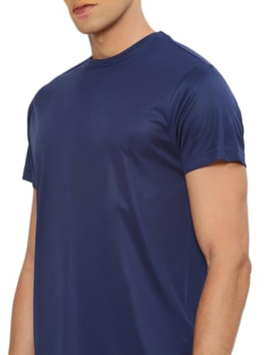 Image of hummel Budoc Round Neck Half Sleeve Solid Regular fit Polyester T-Shirt for Men Comfortable Breathable Fabric Stretchable for Everyday Use Ideal for Yoga Training Gym Running or Performance