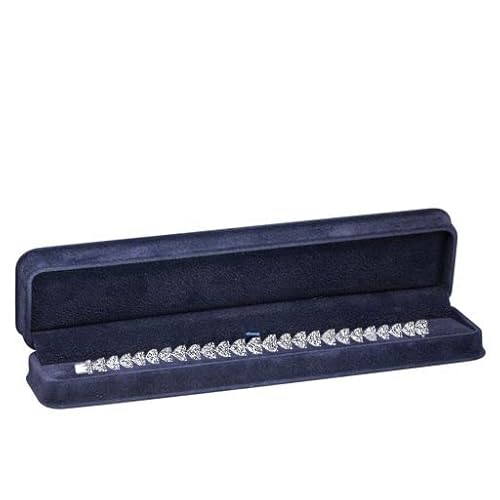 Allure - Rich Suede Navy Blue Luxury Bracelet Box, Elegant Diamond Bracelet Case, With Blue Velour Interior, Jewelry Display Gift Box, For Unique Proposal, Engagement Or Wedding. #TOP16