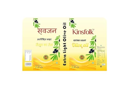 Image of Kinsfolk Extra Light Olive Oil | Cooking Oil For Frying, Baking, Roasting, Dressings, Salads, Soups, Dips & Marinades | Mild Flavor | 5 Ltr Each | Pack Of 2 + 500 ml Bottle Golden | 5 Ltr (Pack Of 2)