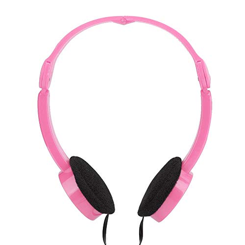 Auriculares para niños,Auriculares portátiles con cable para niños estéreo plegable en forma de fideo,Auriculares para niños sobre la oreja con micrófono incorporado,para niños/niñas/escuela(Rosado)