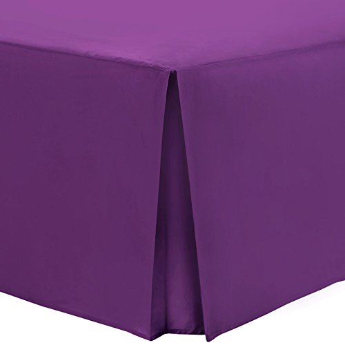 Nimsay Home - Sábana bajera lisa de mezcla de algodón suave, 40 cm, falda de 40 cm, Morado, matrimonio