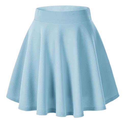 Image of Urban Coco Women's Basic Versatile Stretchy Flared Casual Mini Skater Skirt, Light Blue, XS