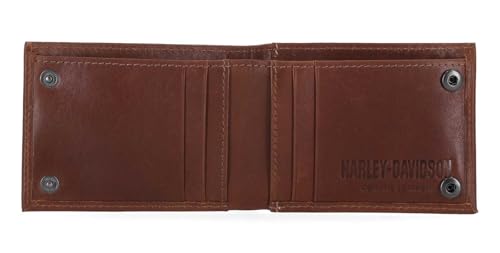 Harley-Davidson Men's Laser Bar & Shield Logo Front Pocket Leather Wallet, Brown3