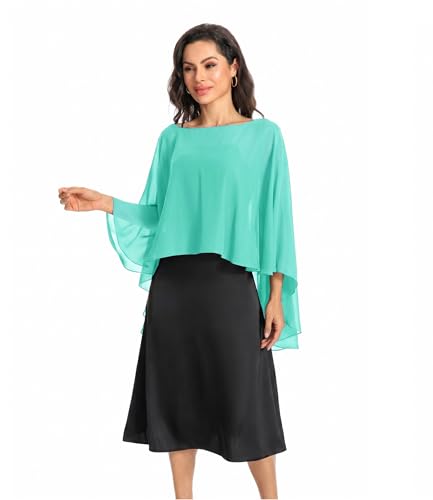 Image of Baoqiya Chiffon Capes Sheer Capelets Long Cape Poncho For Women Plus Size