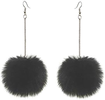 Pingyongchang Cute Pom Pom Earrings for Women - Handmade Colorful Faux Fur Tassel Ball Lightweight Dangle Drop Earrings Winter Jewelry Gift - Image 2