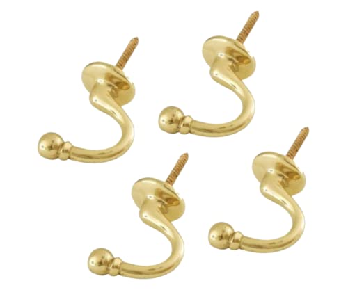 SISI UK Lot de 4 crochets en laiton pour embrasse de rideaux – Crochets en forme de U pour rideaux, vêtements, cintres