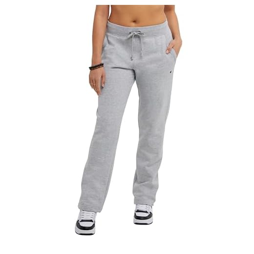 Champion womens Powerblend Fleece Pants, WomenÂ’s Soft Sweatpants, WomenÂ’s Fleece Sweatpants, C Logo, 31" Inseam Sweatpants, Oxford Gray, X-Small US