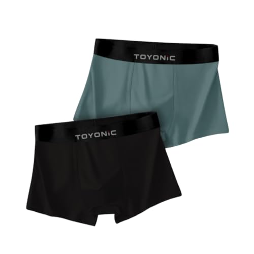 Image of Printed Men's Ice Silk Boxer Briefs | Pack of 2 Ultra Thin Breathable Underwear | Stretchable Elastic Long Trunks | Soft Cooling Moisture Wicking