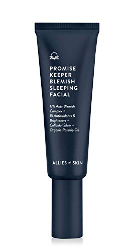 Allies of Skin Promise Keeper Blemish Sleeping Facial: Night Cream Moisturizer Treatment. Dioic + Mandelic + Lactic Acid, Manuka Honey, Rosehip Oil. Hydrates & Refines Skin 1.7 oz