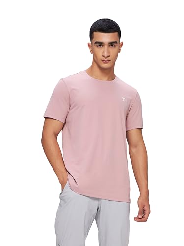 Image of TECHNOSPORT Men's Slim Fit Solid Crew Neck T-Shirt, Cotflex Quick Dry Wrinkle Resistant Polyester Sports Tee for Gym, Running, Training, Sports