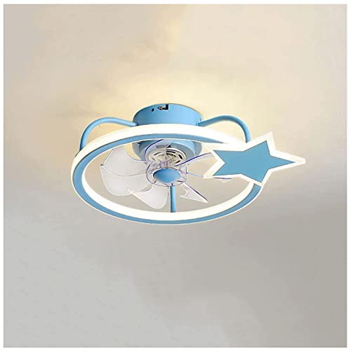 ZQDUFEA Luz de Ventilador de Techo con diseño de Estrella, Ventilador de Techo de Hoja Invisible de Perfil bajo, candelabro LED Regulable para Dormitorio/Sala de Estar, Ventilador con Luz
