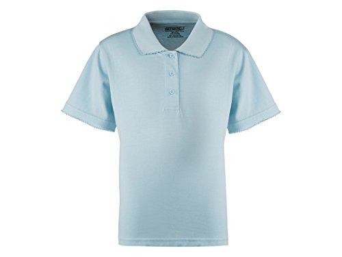 Girl's Short Sleeve Polo Shirts, Assorted, 5/6, Pack of (Navy-2, White-2, Light Blue-1)2