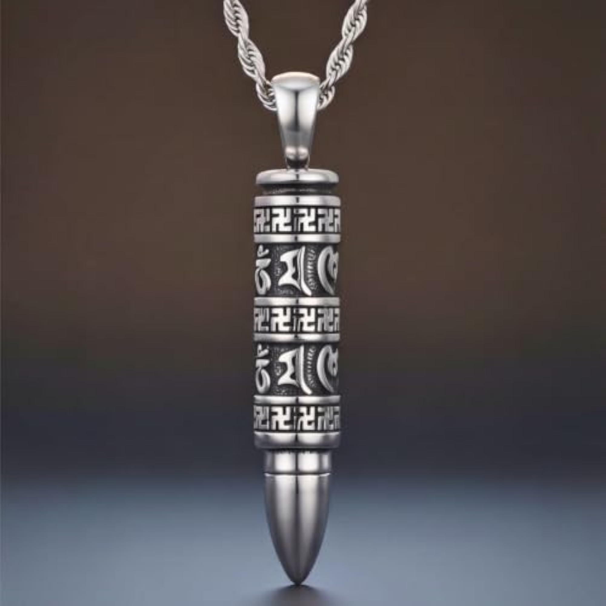 Men's Mantra Bullet Titanium Steel Pendant Necklace