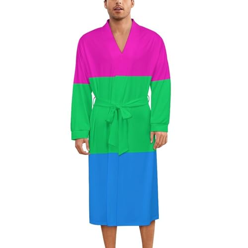 Polysexuality Pround Flag Soft Robe Long Sleeve Bathrobes V Neck Sleepwear Spa Robes with Belt Men Woman