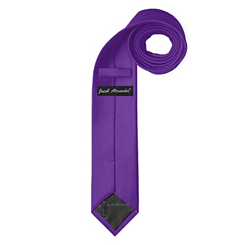 Image of Jacob Alexander Men's Slim Width 2.75 inch Solid Color Tie