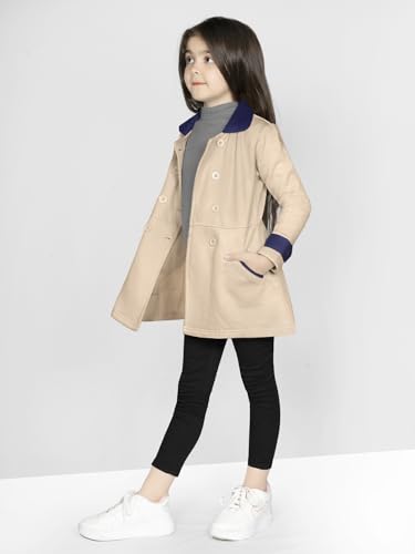 Image of Naughty Ninos Girl's Fleece Hip Length Light Peach Double Breasted Pea Coat