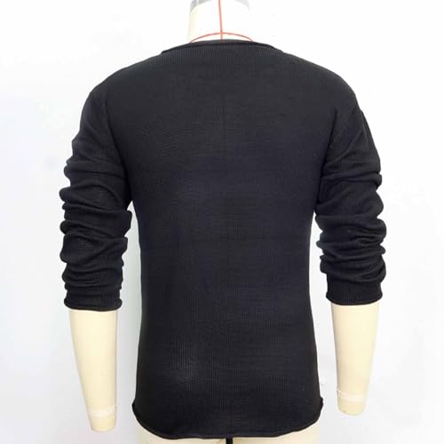 Men's Sweater Casual Loose Solid Color V-Neck Knitted Long-Sleeved Pullover Fashionable Old Retro Breathable top4