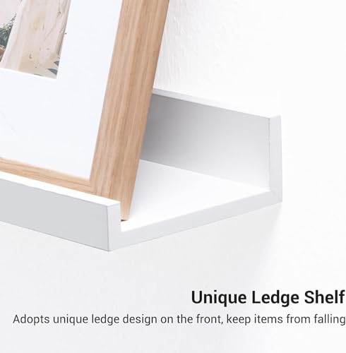 Image of Genuine Decor 47 Inch White Wall Shelf, Living Room Wall Mounted Shelf