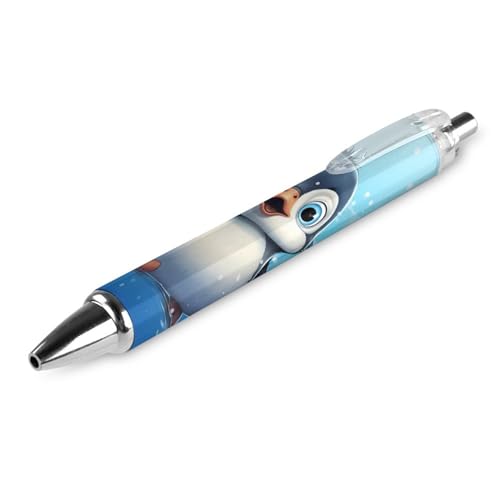 Novaj Penna a sfera retrattile a forma di pinguino, portatile, inchiostro blu, penna da lavoro per casa e ufficio, 1 pezzo