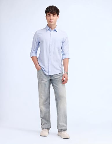 Image of Flying Machine Men's Slim Fit Shirt | Solid | Long Sleeves | Shirt for Man