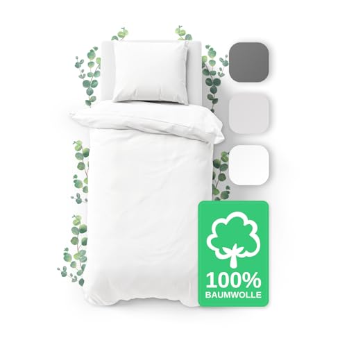 JACOBSON Bettwäsche 135x200 Set - 100% Baumwolle Bettbezug 135x200 cm + 1...