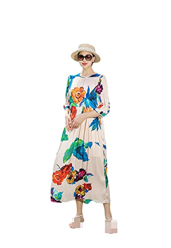 Robe midi ample au motif imprimé bohème fluide pour femme taille L