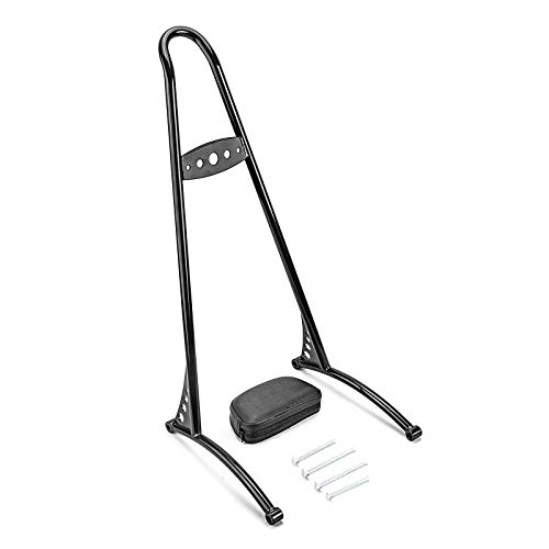 20" Tall Sissy Bar Backrest Pad Glossy Black Triple Polished Compatible With Harley 2004-2023 Sportster Xl 883 1200 Xl Models #TOP5