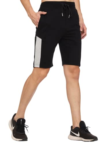 Image of MARK LOUIIS Men's Cotton Blend Shorts with 2 Zipper Pockets + 1 Back Pocket | Lightweight Breathable Casual Shorts | Elastic Waist Comfortable Fit | Multi-Color | M to 7XL