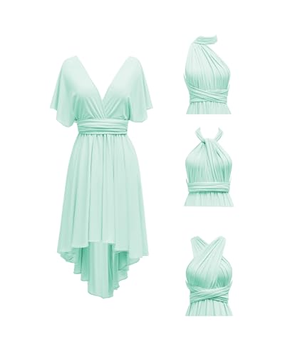 Image of Women's Short Convertible Dress with Bandeau High Low Infinity Bridesmaid Dresses Multi-Way Transformer Formal Dress
