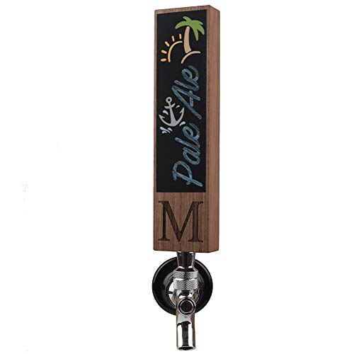 Fanfoobi Chalkboard Beer Tap Handle for Kegerator with Monogrammed M Perfect For Home Bar Laser Engraved Keg Tap Handles Craft Beer Gift 8 Inch Tall Walnut Wood