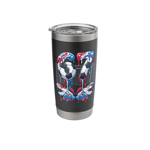 Red, White and Blue Soccer 67 Meme Ice Cream Dripping Gloves Stainless Steel Insulated Tumbler